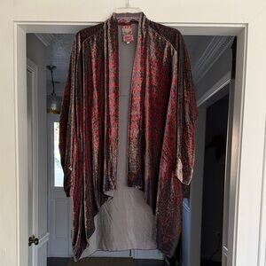 Johnny Was Multicolor Velvet Kimono Cardigan